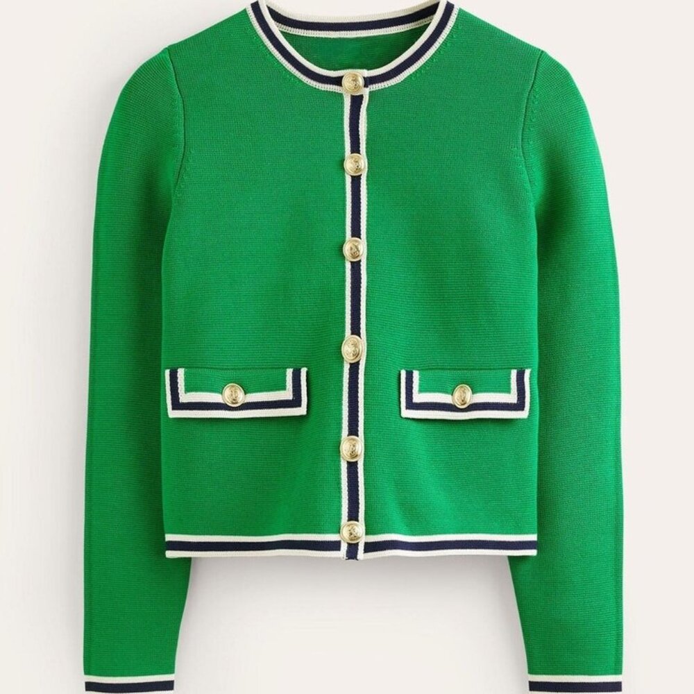 BODEN Holly Knitted Jacket Cotton Cardigan Sweater Size 10 EUC - Picture 2 of 7